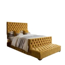 Stratus Interiors Hilton Tall Chesterfield Bed Frame with High Footboard - No storage in Mustard - Size: Single - thumbnail 2