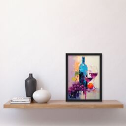 Artery8 Wall Art Print Wine Lovers Oil Painting Kitchen Artwork Framed Picture in Purple - Size: A4 - thumbnail 4