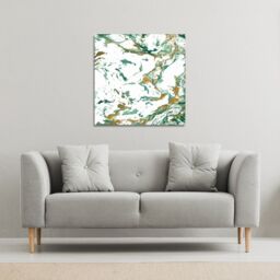 Benjamin Tate Design Green & Golden Marble (Canvas Print) / 46 x 46 x 4cm in Natural - Size: 46 x 46 x 4 cm - thumbnail 1