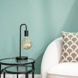 ValueLights Bronx Black Table Lamp With Curved Metal Stem - thumbnail 4