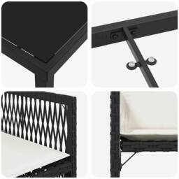 Berkfield Home Soft 5 Piece Garden Dining Set with Cushions Black Poly Rattan - thumbnail 9