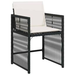 Berkfield Home Soft 5 Piece Garden Dining Set with Cushions Black Poly Rattan - thumbnail 6