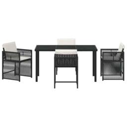 Berkfield Home Soft 5 Piece Garden Dining Set with Cushions Black Poly Rattan - thumbnail 7