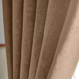 Luxury Living Chenille Blackout Eyelet Curtains Thermal Triple Weave Pair in Beige - Size: 117 cm width x 183 cm drop - thumbnail 4