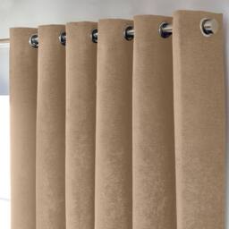 Luxury Living Chenille Blackout Eyelet Curtains Thermal Triple Weave Pair in Beige - Size: 117 cm width x 183 cm drop - thumbnail 2