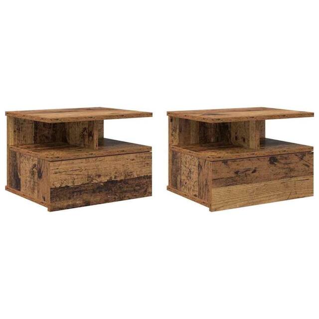 Berkfield Home Floating Nightstands 2 pcs Old Wood 40x31x27 cm Engineered Wood in Brown - Size: 40 x 31 x 27 cm - image 1