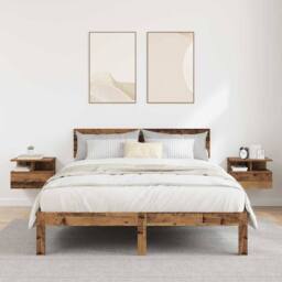 Berkfield Home Floating Nightstands 2 pcs Old Wood 40x31x27 cm Engineered Wood in Brown - Size: 40 x 31 x 27 cm - thumbnail 2