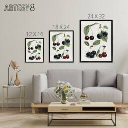 "Artery8 Vintage Illustration of Cherry Varieties Wright Framed Canvas Wall Art in White - Size: W12"" x H16""" - thumbnail 4