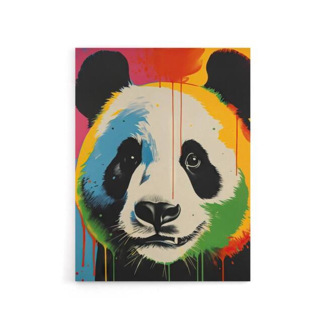"Artery8 Panda Bear Colourful Kids Bedroom Canvas Wall Art Print - Size: W12"" x H16""" - image 1