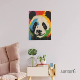 "Artery8 Panda Bear Colourful Kids Bedroom Canvas Wall Art Print - Size: W12"" x H16""" - thumbnail 3