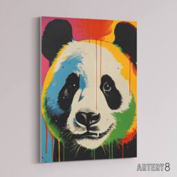 "Artery8 Panda Bear Colourful Kids Bedroom Canvas Wall Art Print - Size: W12"" x H16""" - thumbnail 2