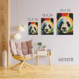 "Artery8 Panda Bear Colourful Kids Bedroom Canvas Wall Art Print - Size: W12"" x H16""" - thumbnail 4