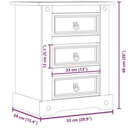 Berkfield Home Bedside Cabinet Corona 53x39x66 cm Solid Wood Pine in Brown - Size: 53 x 39 x 66 cm - thumbnail 8