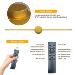 NIVOR LED Dimmbale Flush Mounted Sconces, Battery Wall Light Remote(Set of 2) in Metallic Gold - thumbnail 4
