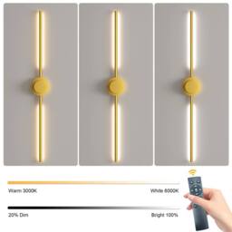 NIVOR LED Dimmbale Flush Mounted Sconces, Battery Wall Light Remote(Set of 2) in Metallic Gold - thumbnail 5