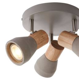 Pagazzi Stoneleigh 3 Light Concrete & Wood Effect Ceiling Spotlight Plate in Grey - thumbnail 7