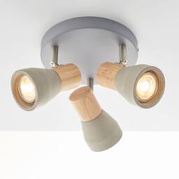 Pagazzi Stoneleigh 3 Light Concrete & Wood Effect Ceiling Spotlight Plate in Grey - thumbnail 5