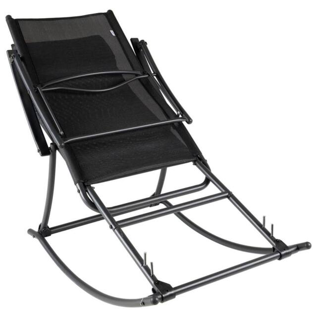 Berkfield Home Garden Rocking Chair Steel & Textilene Black - image 1