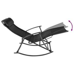 Berkfield Home Garden Rocking Chair Steel & Textilene Black - thumbnail 4