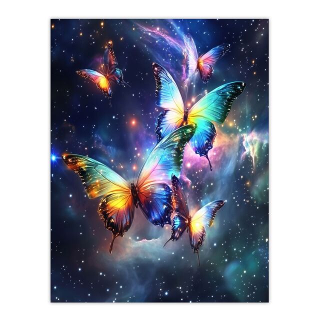 "Artery8 String Theory Cosmic Butterflies Space Starscape Wall Art Print - Size: W24"" x H32""" - image 1