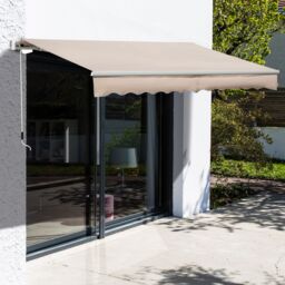 OUTSUNNY Garden Sun Shade Canopy Retractable Awning in Beige - thumbnail 1