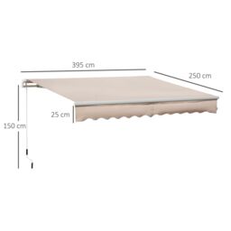 OUTSUNNY Garden Sun Shade Canopy Retractable Awning in Beige - thumbnail 3