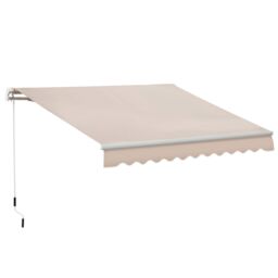 OUTSUNNY Garden Sun Shade Canopy Retractable Awning in Beige - thumbnail 2