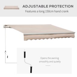 OUTSUNNY Garden Sun Shade Canopy Retractable Awning in Beige - thumbnail 4
