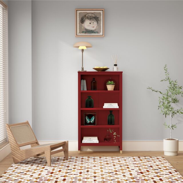 Cabinet Bits Palazzi 4 Tier Bookcase H127 W69 D25cm in Red - image 1