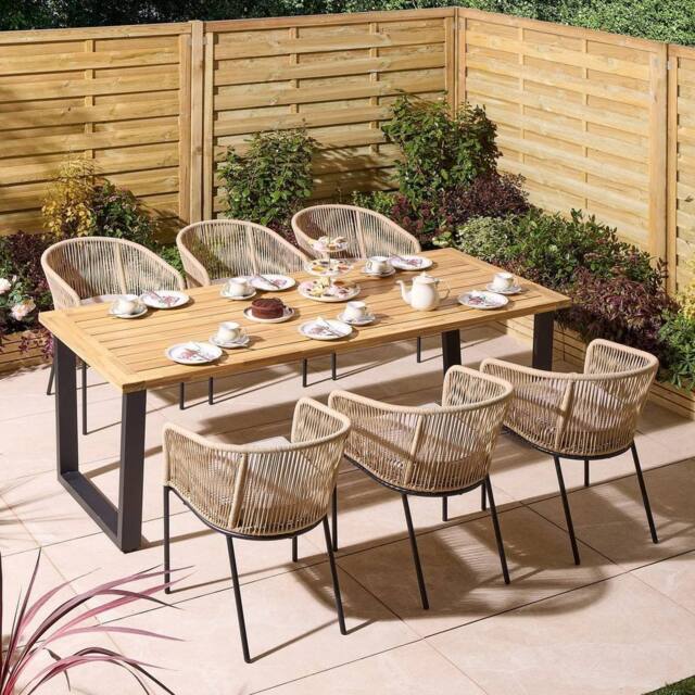 Rowlinsons 2.1m Oslo Six Seater Wooden Dining Set in Brown - image 1