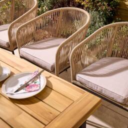 Rowlinsons 2.1m Oslo Six Seater Wooden Dining Set in Brown - thumbnail 4