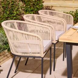 Rowlinsons 2.1m Oslo Six Seater Wooden Dining Set in Brown - thumbnail 3