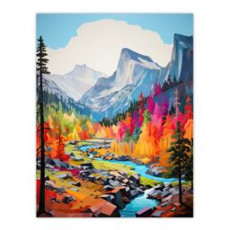 "Artery8 Wall Art Print Colourful Yosemite National Park Forest Landscape Poster Picture - Size: W18"" x H24""" - thumbnail 1