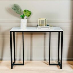 Pirlo Plush Faux Marble Console Table in White - thumbnail 2