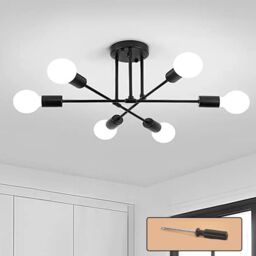 Hinsinc LED Ceiling Light Chandelier vintage pendant lights fitting Bedroom in Black