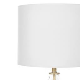 Wyld and Coco Table Lamp - Clear Glass Base with Gold Accents White Empire Shade - thumbnail 5