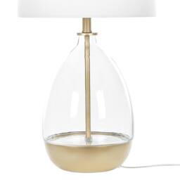 Wyld and Coco Table Lamp - Clear Glass Base with Gold Accents White Empire Shade - thumbnail 7