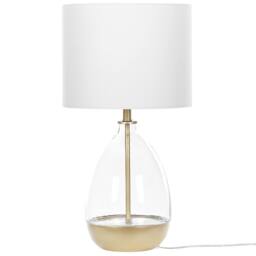 Wyld and Coco Table Lamp - Clear Glass Base with Gold Accents White Empire Shade - thumbnail 4