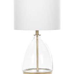 Wyld and Coco Table Lamp - Clear Glass Base with Gold Accents White Empire Shade - thumbnail 2