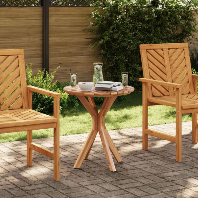 Berkfield Home Garden Bistro Table √ò70x75 cm Solid Wood Teak in Brown - Size: 70x75 cm - image 1