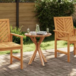 Berkfield Home Garden Bistro Table √ò70x75 cm Solid Wood Teak in Brown - Size: 70x75 cm - thumbnail 1