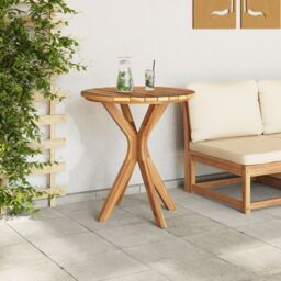Berkfield Home Garden Bistro Table √ò70x75 cm Solid Wood Teak in Brown - Size: 70x75 cm - thumbnail 4