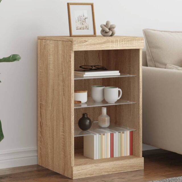 Berkfield Home Sideboard with LED Lights Sonoma Oak 41x37x67 cm in Brown - Size: 41 x 37 x 67 cm - image 1