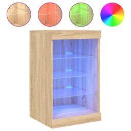 Berkfield Home Sideboard with LED Lights Sonoma Oak 41x37x67 cm in Brown - Size: 41 x 37 x 67 cm - thumbnail 2