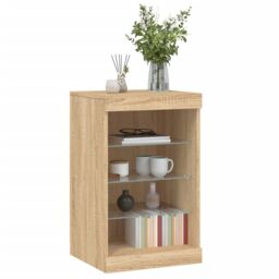 Berkfield Home Sideboard with LED Lights Sonoma Oak 41x37x67 cm in Brown - Size: 41 x 37 x 67 cm - thumbnail 5