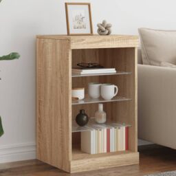 Berkfield Home Sideboard with LED Lights Sonoma Oak 41x37x67 cm in Brown - Size: 41 x 37 x 67 cm - thumbnail 1