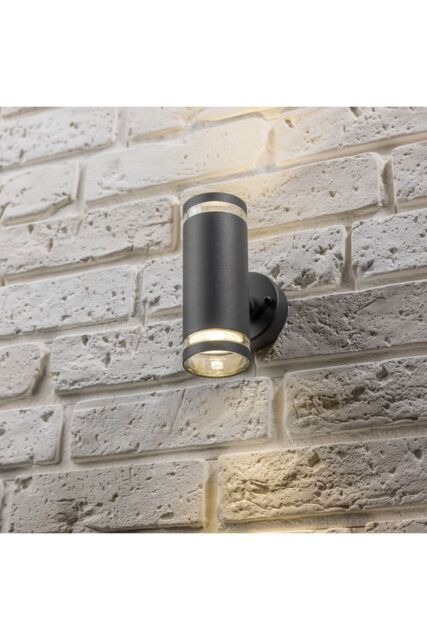 CGC Lighting 'Jennifer' Dark Grey Outdoor Up & Down Cylinder GU10 Wall Light - image 1