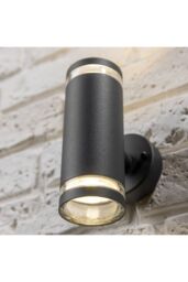 CGC Lighting 'Jennifer' Dark Grey Outdoor Up & Down Cylinder GU10 Wall Light - thumbnail 4