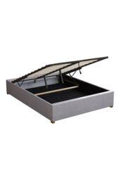 Aspire Upholstered Platform Ottoman Bed Frame in Kimiyo Linen Fabric in Silver - Size: Double - thumbnail 4