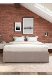 Aspire Upholstered Platform Ottoman Bed Frame in Kimiyo Linen Fabric in Silver - Size: Double - thumbnail 2